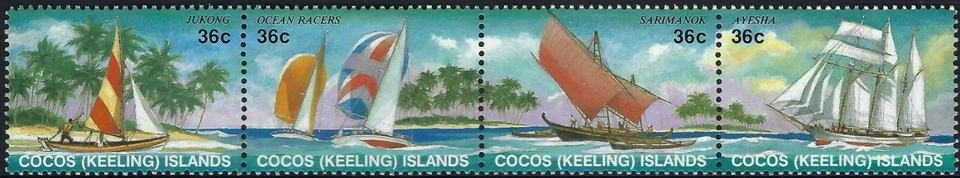 Cocos Keeling Islands SG# 158a 1987 tira de 4 artesanías de vela como nuevas MUH MNH Foto 1 de 1