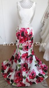 Ivory floral 2 pc ''blush'' Alexia designs prom dresss UK 8 - check measurements