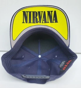 80s 90s Flashbacks Colors Black Yellow Nirvana  Navy Blue Hat Adjustable Cotton  - Picture 1 of 2