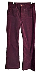 ZARA Burgundy Corduroy Flare Pants Women's Size 28/6 High Waist Rise Retro - Picture 1 of 10
