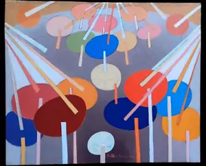 DIPINTO ASTRATTO FRANCO BALLERI 1974 OLIO SU TELA - Imagen 1 de 7