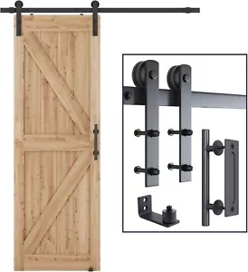 SMARTSTANDARD 5.5 FT Heavy Duty Sturdy Sliding Barn Door Hardware Kit, Black, - Picture 1 of 6