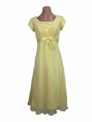 Vtg 70s Sunshine Yellow Maxi Bridesmaid Prom Dress Gown Pleated Cap Sleeve NWT - Image 1 of 4