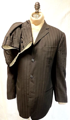 Traje de hombre ROMEO GIGLI HECHO EN ITALIA MARRÓN MEZCLA DE LANA 40R BOTÓN MOSCA 4 botones * Foto 1 de 4