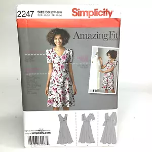 Abito Simplicity 2247 modello cucito NON TAGLIATO taglia BB 20 - 28 cerniera vestibilità incredibile - Foto 1 di 4