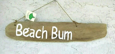 Beach Bum Drift Wooden HANGING Rustic Coastal Cottage Beach Home Wall Sign - Image 1 of 4