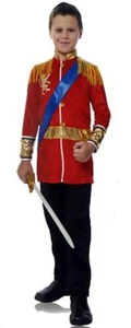Prince Costume 2Pc Red Velour Fairytale/Military Style Top W/ Sash & Blk Pants - Picture 1 of 1