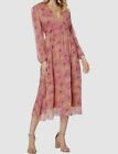448 Joie Womens Pink Kaz Floral Silk V Neck Long Sleeve Dress Siz Exl