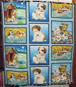 Handmade Baby Blanket/Quilt - Puppies Design - Picture 1 of 8
