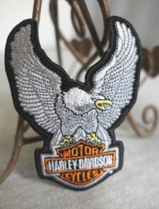 NEW Harley Davidson Bar & Shield w Silver Eagle Logo Iron-on Sew-on Patch 3.75" - Picture 1 of 3