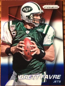 2014 Panini Prizm Prizms Red White & Blue Brett Favre #116 New York Jets - Picture 1 of 2