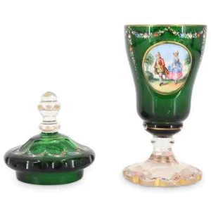 Mser, Bohemian Glass Lidded and Enameled Jar - Picture 1 of 7