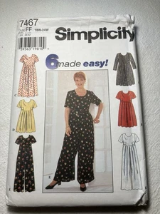 Simplicity Pattern 7467 6 Easy Jumpsuit/ Dress Size Size 18W-24W Uncut - Picture 1 of 2