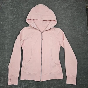 Lululemon Felpa con Cappuccio Donna 8 Rosa Scuba Full Zip Felpa Giacca Logo Atletico - Foto 1 di 8
