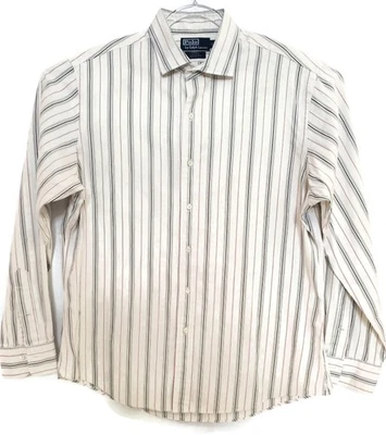 Polo Ralph Lauren Shirt Mens Small White Stripe Estate Custom Fit Button Down - Image 1 of 4