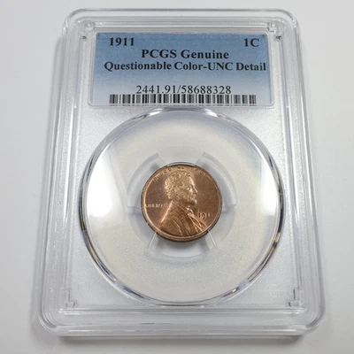 1911 P PCGS Uncirculated UNC Detail - Lincoln Wheat Penny Cent 1c US Coin 55343B - Image 1 of 3