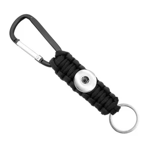 Paracord Snap Jewelry Keychain Black Car Ring Fits 18-20MM Ginger Charm Buttons - Picture 1 of 10