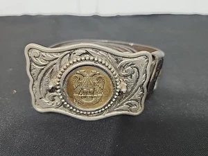 Hebilla de cinturón vintage años 70 MASONIC 32º grado - Imagen 1 de 4