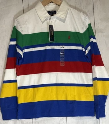 NUEVO Polo Ralph Lauren Camisa de Rugby a Rayas Niños Jóvenes Grande 14-16 Precio de venta sugerido por el fabricante 65 USD Nueva con Etiquetas Foto 1 de 4