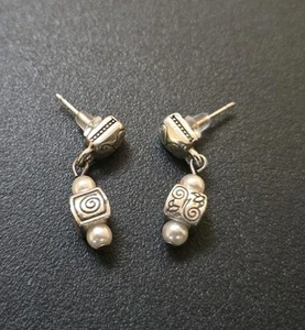 Brighton Essex Pure Silver Plate Faux Pearl Drop Earrings - Picture 1 of 4