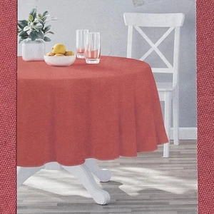 Solid Cotton Rich Brick Red Tablecloth, 70" Round Table Cloth - Picture 1 of 3