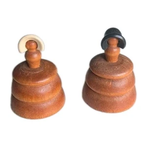 Vintage Wooden Salt Pepper Shakers Pilgrim Colonial Women Country Decor Rustic  - Picture 1 of 4