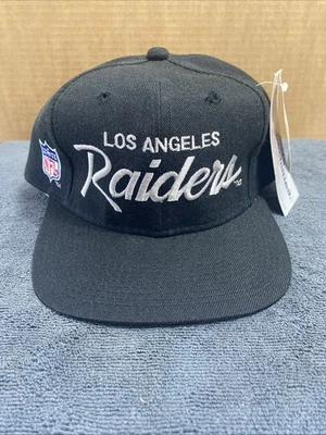De colección Años 90 Los Angeles Raiders Sombrero Negro Deportes Especialidades Lana Script Nuevo con Etiquetas Foto 1 de 4