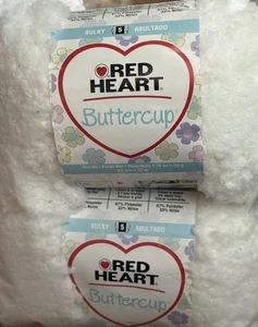 Red Heart Buttercup Yarn White #4270 Lot TWO Skeins Bulky 5 Baby Soft Chenille - Picture 1 of 8