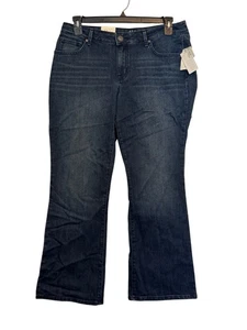 Curvy Boot Leg Jeans Low Rise Size 14S Short Length Dark Wash 77% Cotton Stretch - Picture 1 of 5