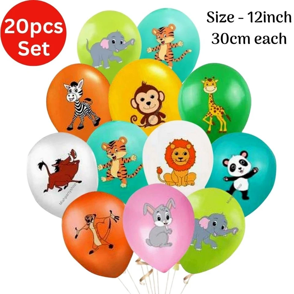 20 Piezas Animales Globo Safari Látex Globo Decoración 12"" Animales Fiesta Globo Foto 1 de 1