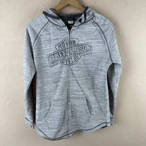 Harley-Davidson Gray Hoodie Sweatshirt Zip-up Buffalo Bill Yellowstone Medium - Picture 1 of 8