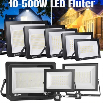 10W-500W LED Strahler Fluter Außen Garten ohne/mit Bewegungsmelder Scheinwerfer - Bild 1 von 4