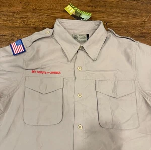 Boy Scouts of America Beige Outdoor Uniform Short Sleeve Button Up Shirt Men's S - Picture 1 of 8