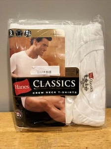 Hanes Classics Crew Neck White T-Shirts XL 3 Pack 2002 NIP - Picture 1 of 3
