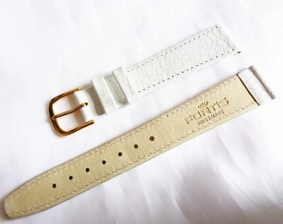 16 mm Fortis Nuevo Stock Antiguo Hecho en Suiza Cuero Blanco Muy Suave Correa de Reloj Foto 1 de 4