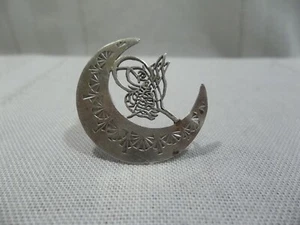 ~Vintage Sterling Silver Crescent Moon Sun Symbol Etched Pin~Unique Hallmark~ - Picture 1 of 11