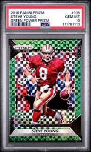 2016 Panini Prizm - Steve Young #105 Green Power Prizm /49 PSA 10 GEM Pop 2 - Picture 1 of 2