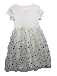 Wonder Nation 2XL 18 Rib Short sleeve Star Tulle Tutu Dress Girl's ivory NEW - Picture 1 of 11