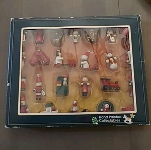 Vintage Joy Brite 24 Piece Mini Wood Christmas Ornaments Hand Painted - Picture 1 of 15