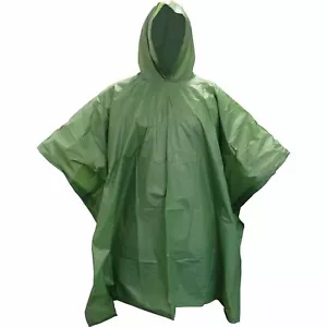 TAS Olive OD Rain Poncho Vinyl Rain cover Compact Lightweight PVC - Picture 1 of 2