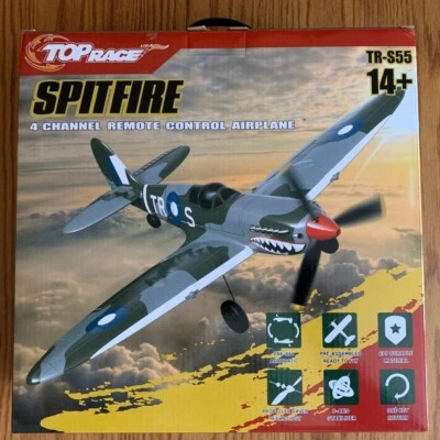Top Race Spitfire Shark Mouth 4 Channel Remote Control Airplane TR-S55 MIB - Image 1 of 4