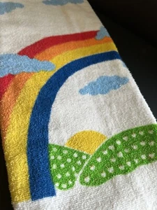 VTG Rainbow Cloud Bath Towel 1980’s Cotton USA 24x42” Retro - Picture 1 of 24