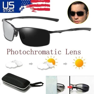 Polarized Photochromic Sunglasses Men UV400 Driving Transition Lens Glasses USA - Picture 1 of 17