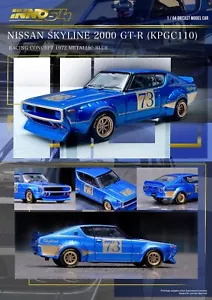 INNO64 MODELS Nissan Skyline 2000 GT-R KPGC110 Racing Concept Blue - Picture 1 of 4