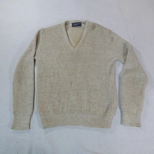 Vintage Damon Sweater Mens Medium Tan Pullover Outdoor Dad Grandpa Preppy School - Picture 1 of 18
