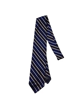 Corbata de seda Massimo Dutti Collezioni Italia para hombre azul oscuro/blanco/marrón Foto 1 de 4