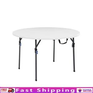 4" Folding Round Plastic Table Portable Indoor Outdoor Lightweight Durable White - Picture 1 of 12