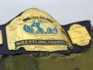 Nwa World Tag Team championship belt,4mm zinc,Gold Plated, Real Leather, adult - Picture 1 of 7