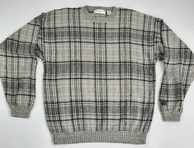 Suéter De Colección Izod International Tour Club Para Hombre Talla M Abuelo Gris Negro A Cuadros Foto 1 de 4