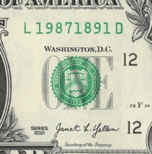 1987 1891 Tombstone Year Date Note Fancy Serial Number One Dollar Bill - Picture 1 of 12